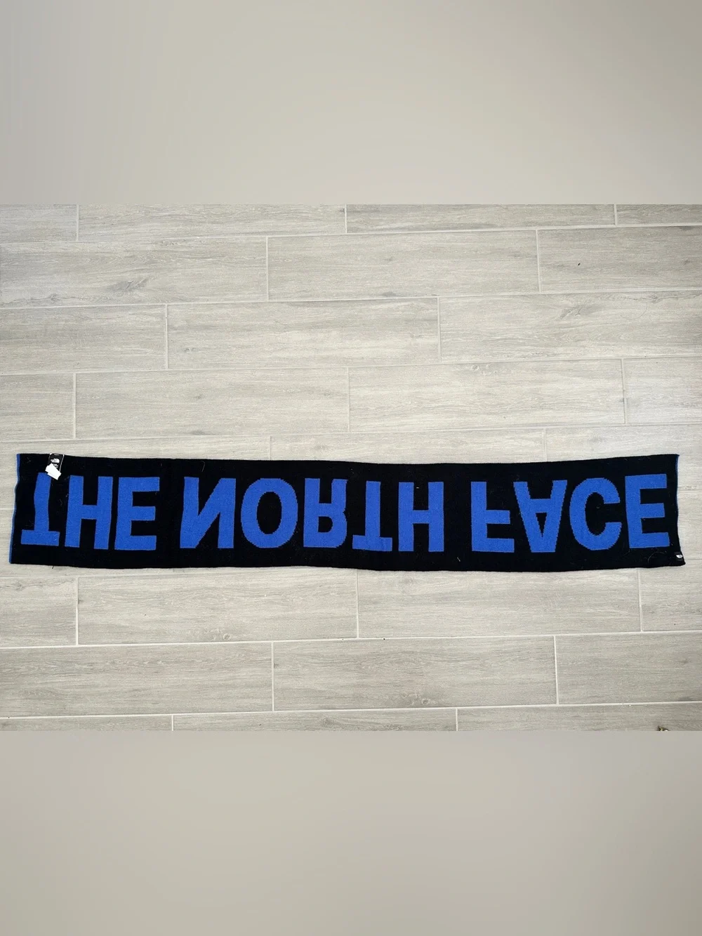 The North Face Unisex Logo Fleece Scarf Blue Black Letters One Size